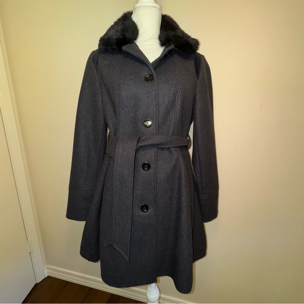 Apt 9 Women's Charcoal Gray Wool Blend Pea Coat - Picture 1 of 15
